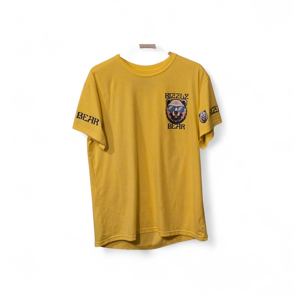 Fresh Laundry Rizzly Bear w/ Sunglasses Fun Whimsical Quirky Bold Yellow Tee XL - Picture 2 of 8